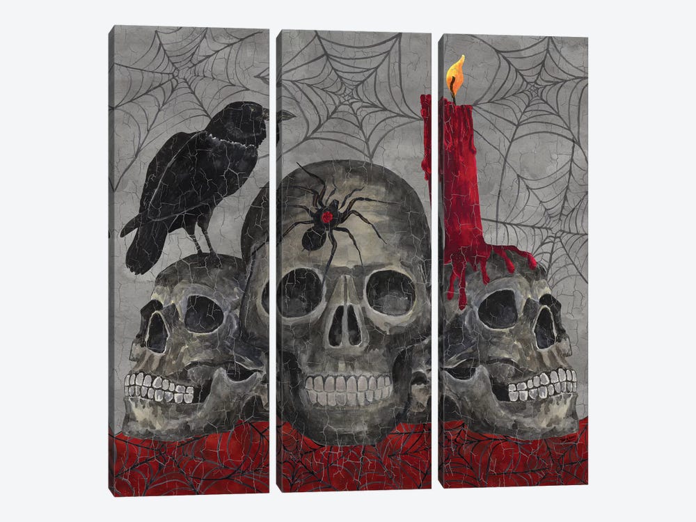 Something Wicked - 3 Skulls by Tara Reed 3-piece Canvas Artwork