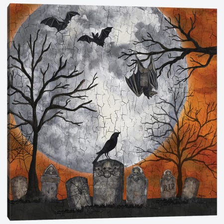 Something Wicked Graveyard I - Hanging Bat Canvas Print #TRE189} by Tara Reed Canvas Print