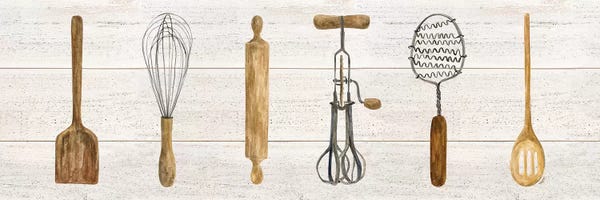 Cooking & Baking: Vintage Kitchen Utensils Panel by Tara Reed