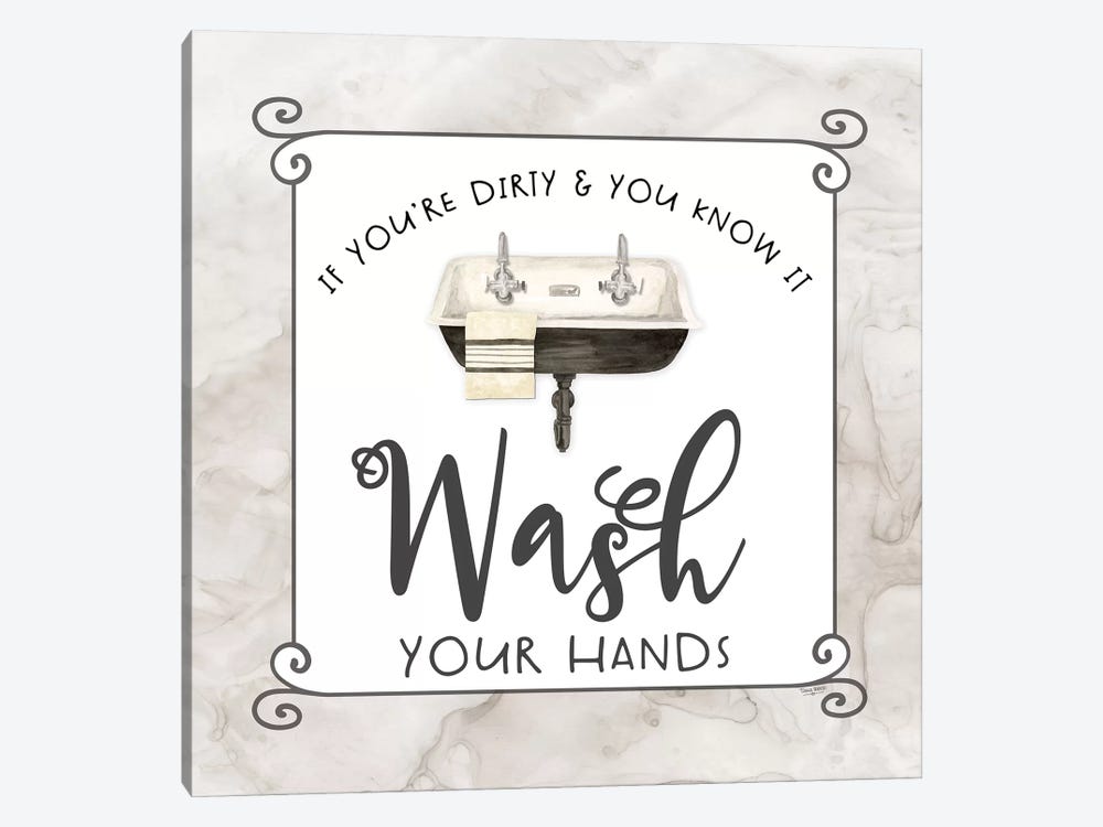 Bath Humor Wash Your Hands by Tara Reed 1-piece Canvas Art Print