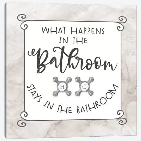 Bath Humor What Happens Canvas Print #TRE216} by Tara Reed Canvas Wall Art