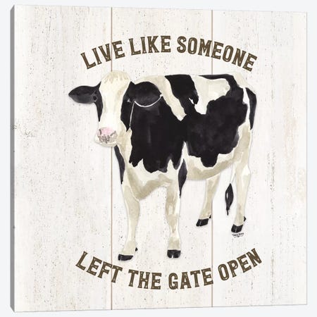 Farm Life Cow Live Like Gate Canvas Print #TRE219} by Tara Reed Canvas Print