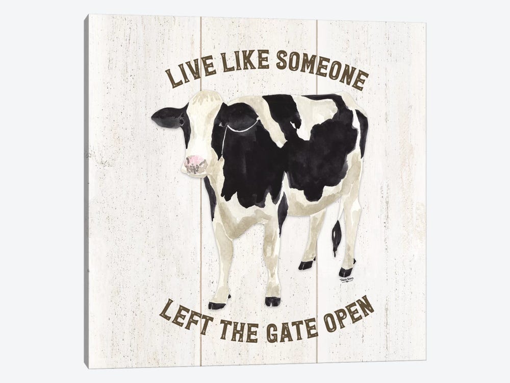 Farm Life Cow Live Like Gate by Tara Reed 1-piece Canvas Art Print