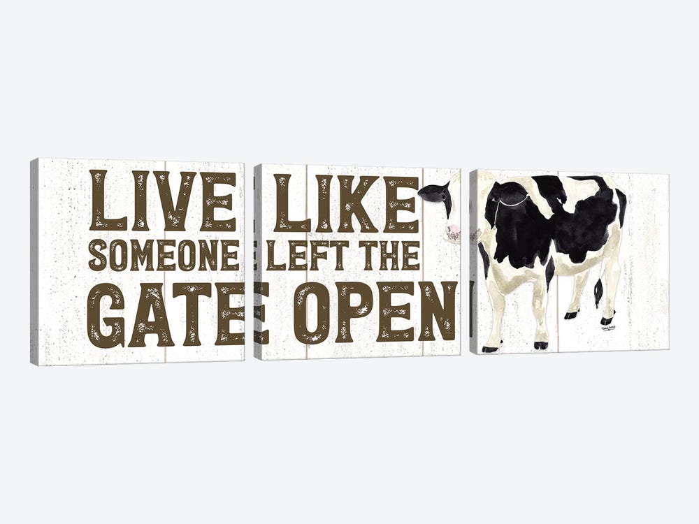 Farm Life Panel Live Like Gate by Tara Reed 3-piece Canvas Art