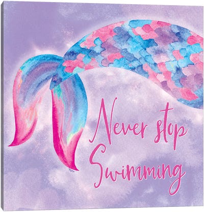 Mermaid Life II Pink/Purple Canvas Art Print - Swimming Art