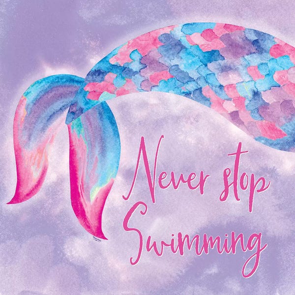 Kids Sports Art: Mermaid Life II Pink/Purple by Tara Reed