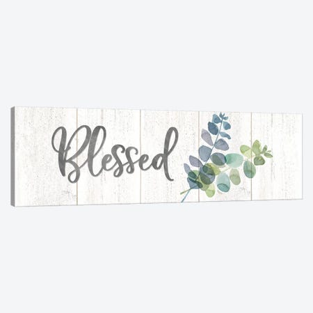 Natural Inspiration Blue Blessings sign Canvas Print #TRE233} by Tara Reed Art Print