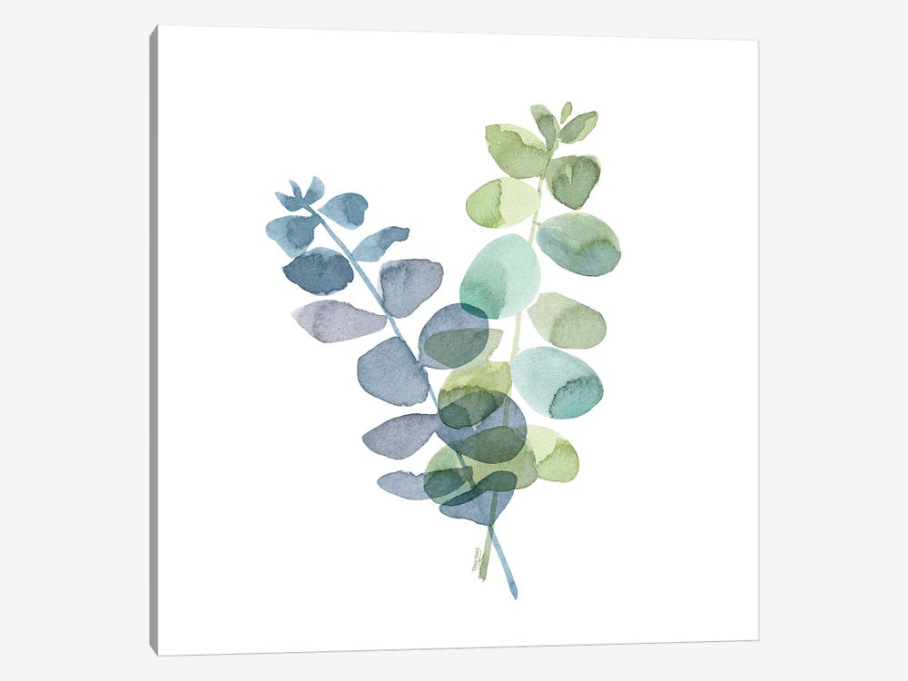 Natural Inspiration Blue Eucalyptus on White I by Tara Reed 1-piece Canvas Artwork