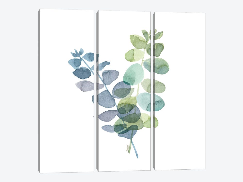Natural Inspiration Blue Eucalyptus on White I by Tara Reed 3-piece Canvas Art