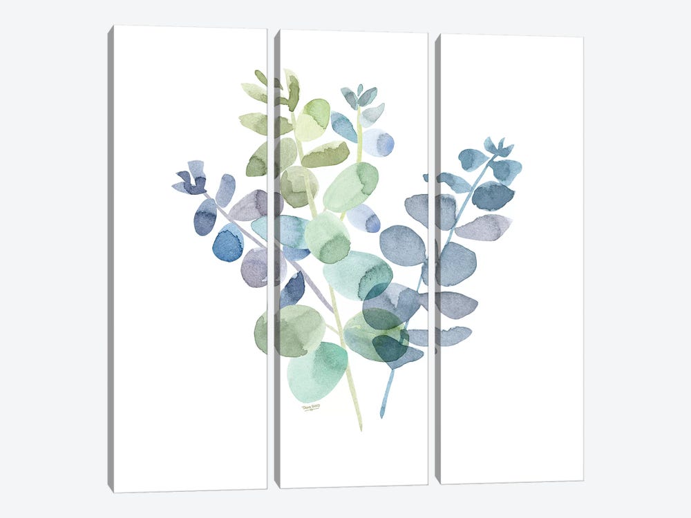 Natural Inspiration Blue Eucalyptus on White II by Tara Reed 3-piece Art Print