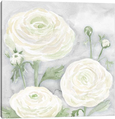 Peaceful Repose Floral on Gray I Canvas Art Print - Tara Reed