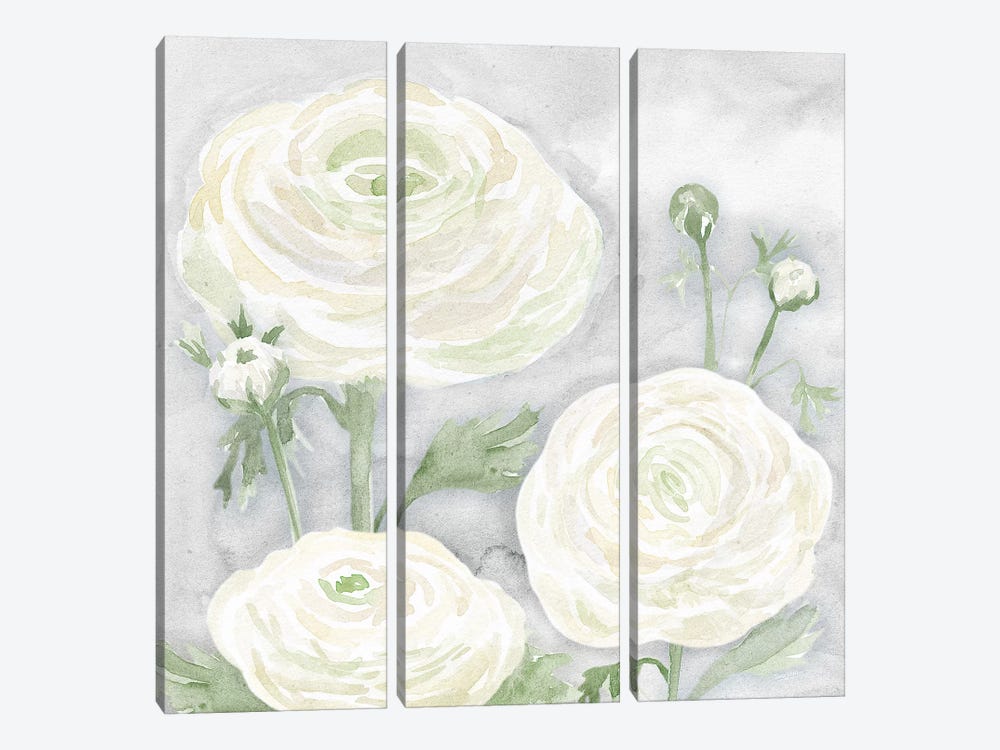 Peaceful Repose Floral on Gray I by Tara Reed 3-piece Art Print