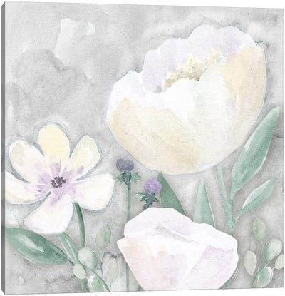 Peaceful Repose Floral on Gray II Canvas Art Print - Tara Reed