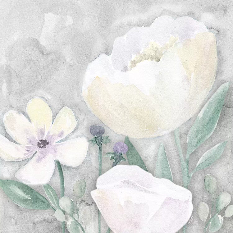 Peaceful Repose Floral on Gray II by Tara Reed wall art