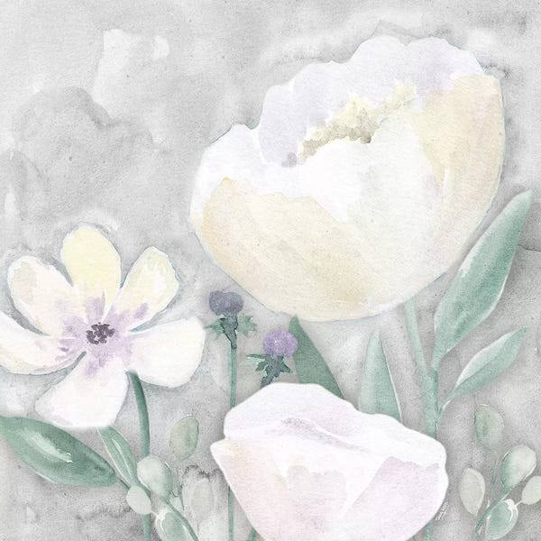 Tara Reed: Peaceful Repose Floral on Gray II by Tara Reed