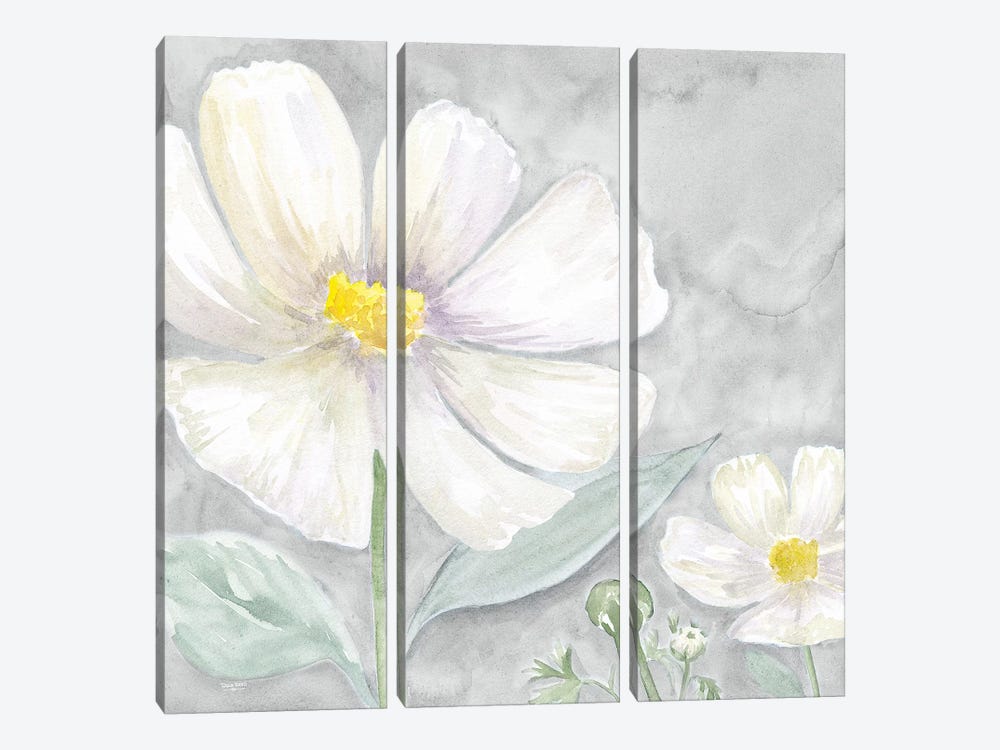 Peaceful Repose Floral on Gray III by Tara Reed 3-piece Canvas Art