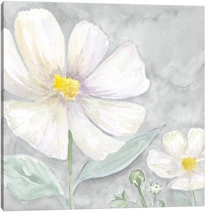 Peaceful Repose Floral on Gray III Canvas Art Print - Tara Reed