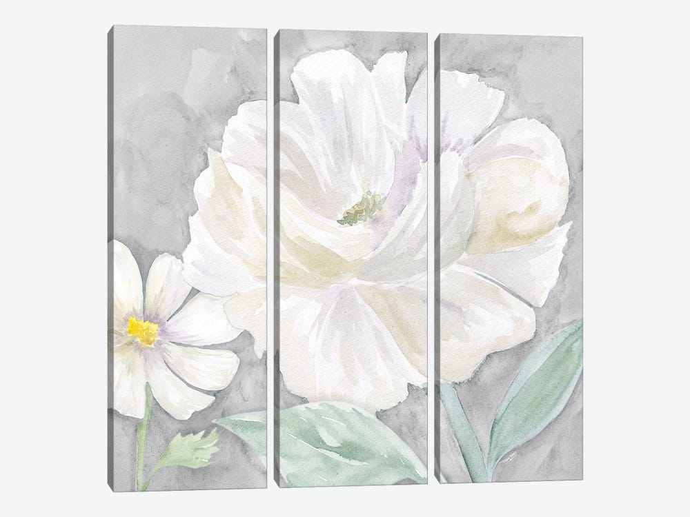 Peaceful Repose Floral on Gray IV by Tara Reed 3-piece Canvas Print