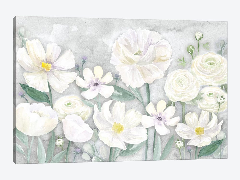 Peaceful Repose Gray Floral Landscape by Tara Reed 1-piece Canvas Artwork