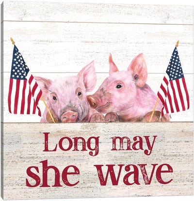 Long May She Wave Square IV Canvas Art Print - American Décor