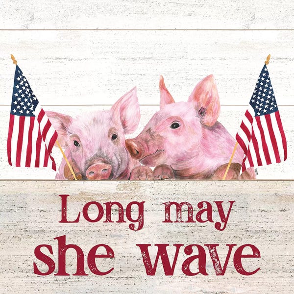Pigs: Long May She Wave Square IV by Tara Reed