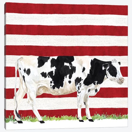 Cow and Stripes I Canvas Print #TRE247} by Tara Reed Art Print