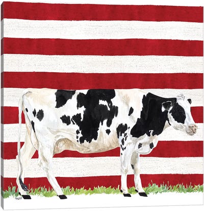 Cow and Stripes I Canvas Art Print - Stripe Patterns