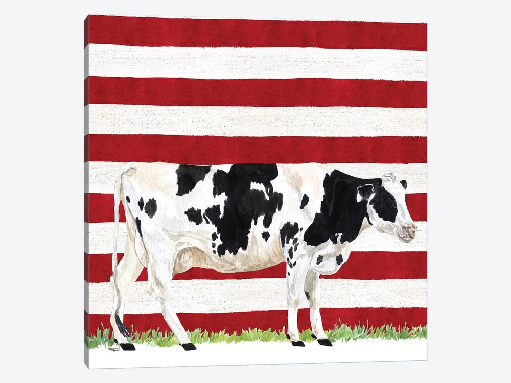 Cow and Stripes I by Tara Reed 1-piece Canvas Art