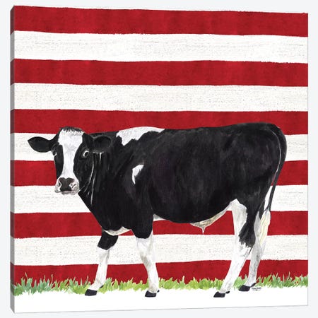 Cow and Stripes II Canvas Print #TRE248} by Tara Reed Canvas Wall Art