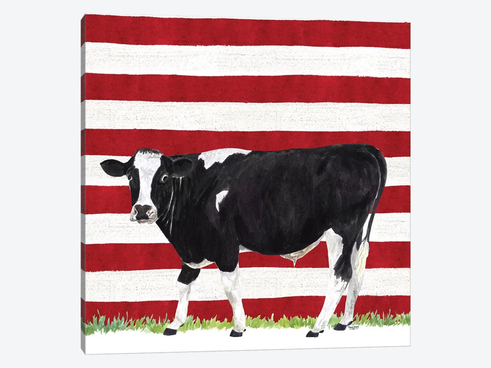 Cow and Stripes II by Tara Reed 1-piece Canvas Art Print