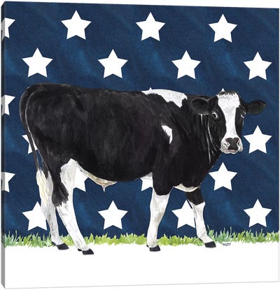 Cow and Stars I Canvas Art Print - Tara Reed