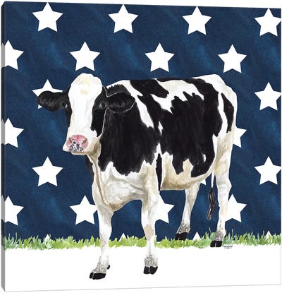 Cow and Stars II Canvas Art Print - Tara Reed