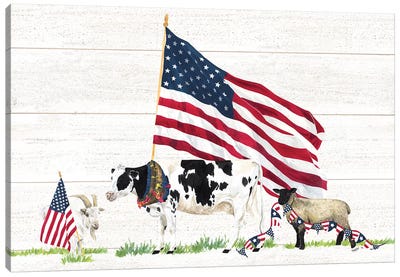 Farm Animal Trio Landscape Canvas Art Print - Sheep Art