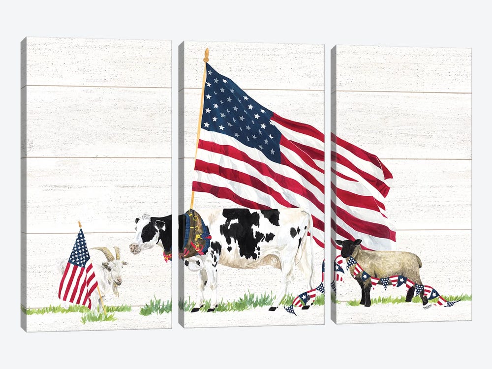 Farm Animal Trio Landscape by Tara Reed 3-piece Canvas Print