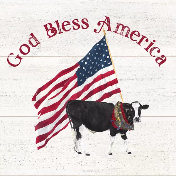 American Décor: God Bless Square I by Tara Reed