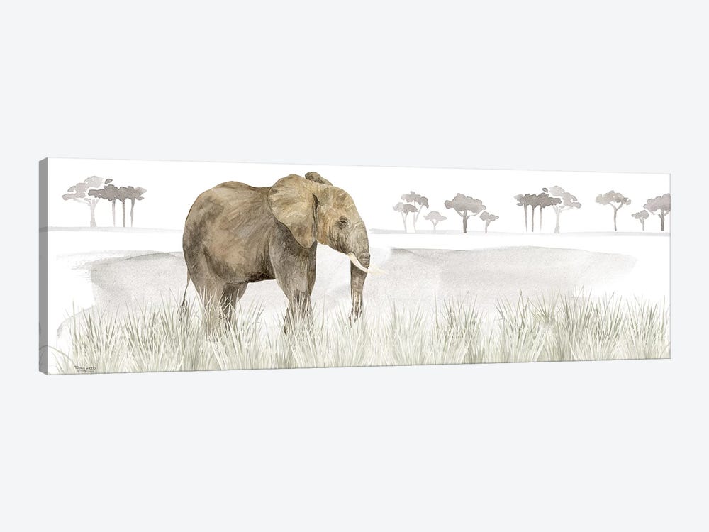 Serengeti Elephant Horizontal Panel by Tara Reed 1-piece Canvas Wall Art