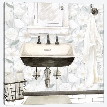 White Floral Bath I  Canvas Print #TRE267} by Tara Reed Art Print