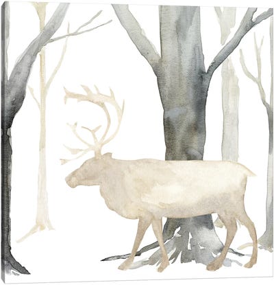Winter Forest Elk Canvas Art Print - Elk Art