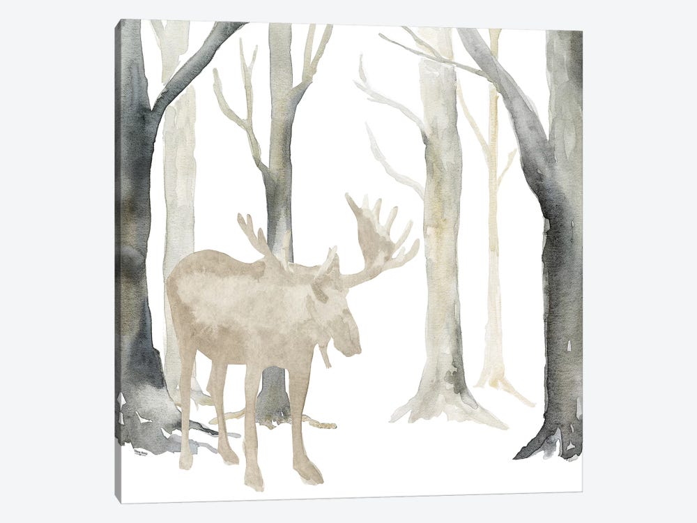 Winter Forest Moose  by Tara Reed 1-piece Canvas Art