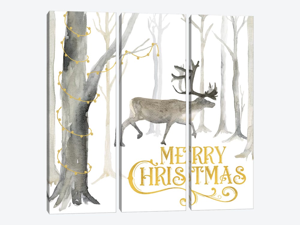 Christmas Forest II Merry Christmas by Tara Reed 3-piece Canvas Art