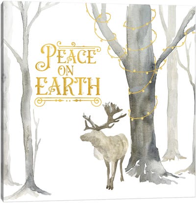 Christmas Forest III Peace on Earth Canvas Art Print - Reindeer Art