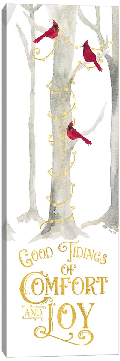 Christmas Forest panel III-Comfort and Joy Canvas Art Print - Cardinal Art