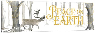 Christmas Forest panel II-Peace on Earth Canvas Art Print - Reindeer Art