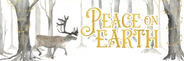 Typography: Christmas Forest panel II-Peace on Earth by Tara Reed