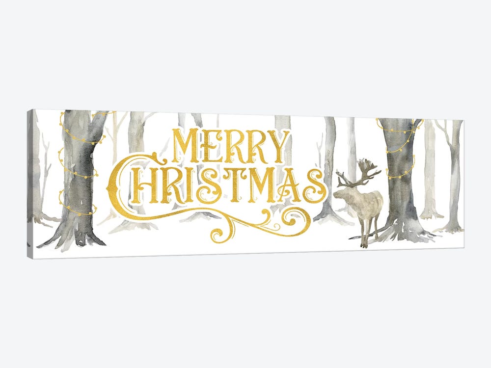 Christmas Forest panel I-Merry Christmas by Tara Reed 1-piece Canvas Artwork