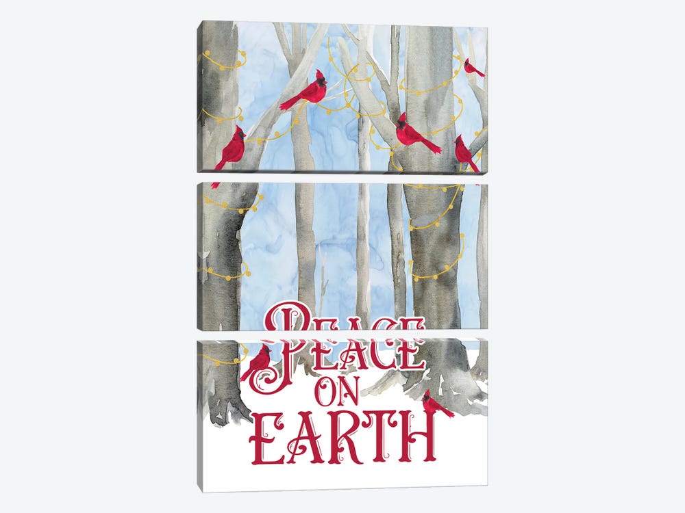 Christmas Forest portrait II-Peace on Earth by Tara Reed 3-piece Canvas Print