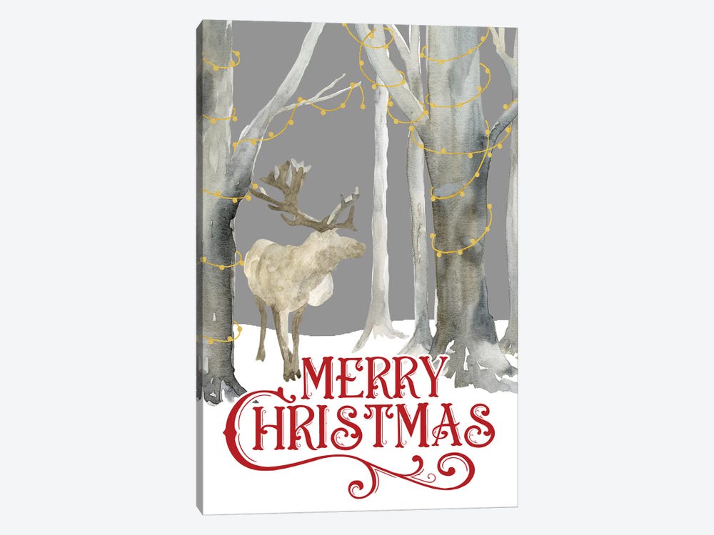 Christmas Forest portrait I-Merry Christmas by Tara Reed 1-piece Canvas Wall Art