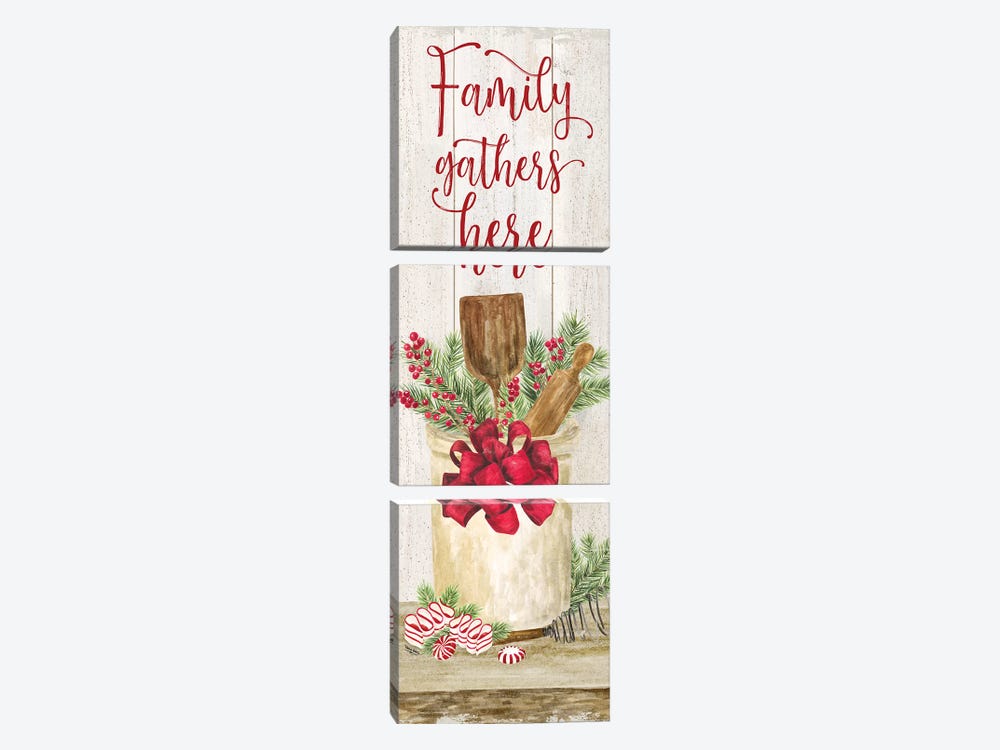 Christmas Kitchen panel I-Family Gathers by Tara Reed 3-piece Art Print