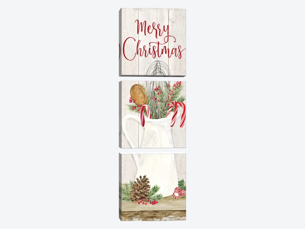 Christmas Kitchen panel II-Merry Christmas by Tara Reed 3-piece Canvas Art Print