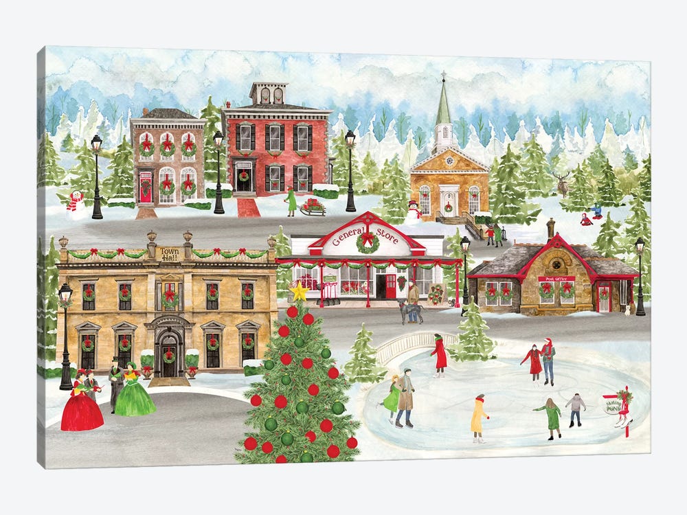 Christmas Village landscape by Tara Reed 1-piece Art Print